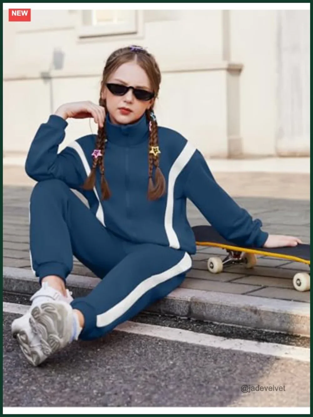 Girls 2 Piece Zip Up Sweatsuit Sweatpant Set Track Suit